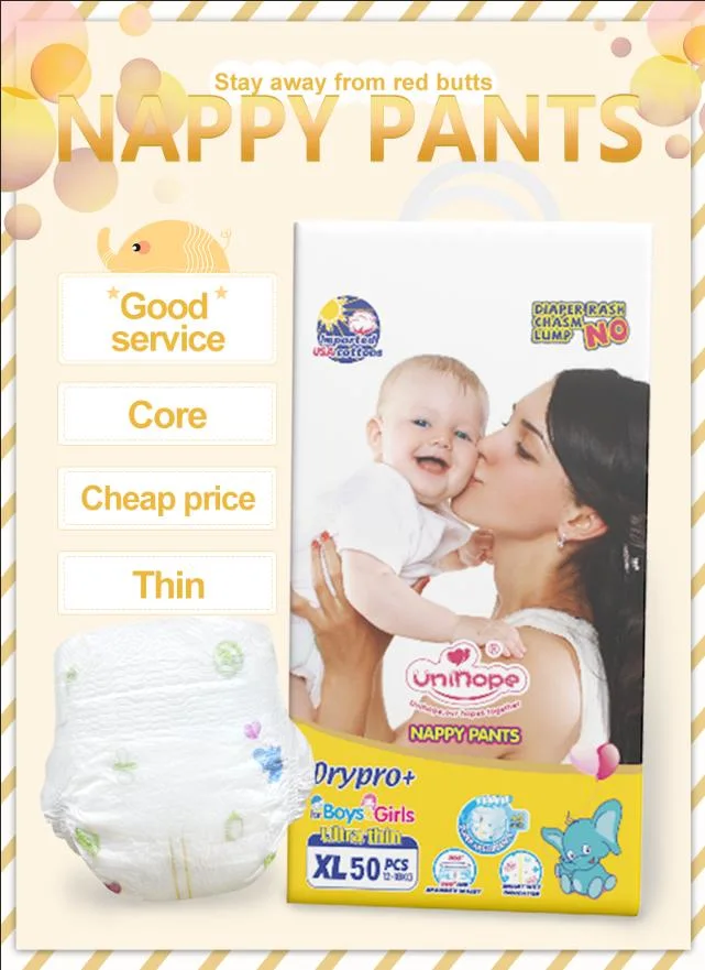 OEM Cheap Disposable Baby Diapers Baby Pants Pull UPS Manufacturer Unihope Chichi Baby Kiddilove Encaier Mijuku Nanu Huggie Molfix Sleepy Bb Kitty Mello