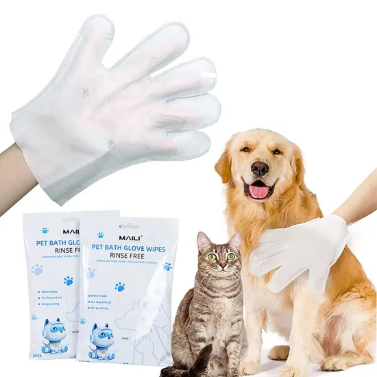 Factory Pets Shampoo Dogs and Cats Disposable Spunlace Fabric Bath Gloves Wipes for Dogs and Cats
