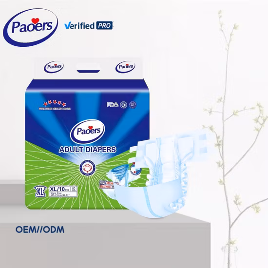Pannolino per adulti usa e getta con foglio posteriore in PE ad alto assorbimento campione gratuito a prezzo economico dalla Cina